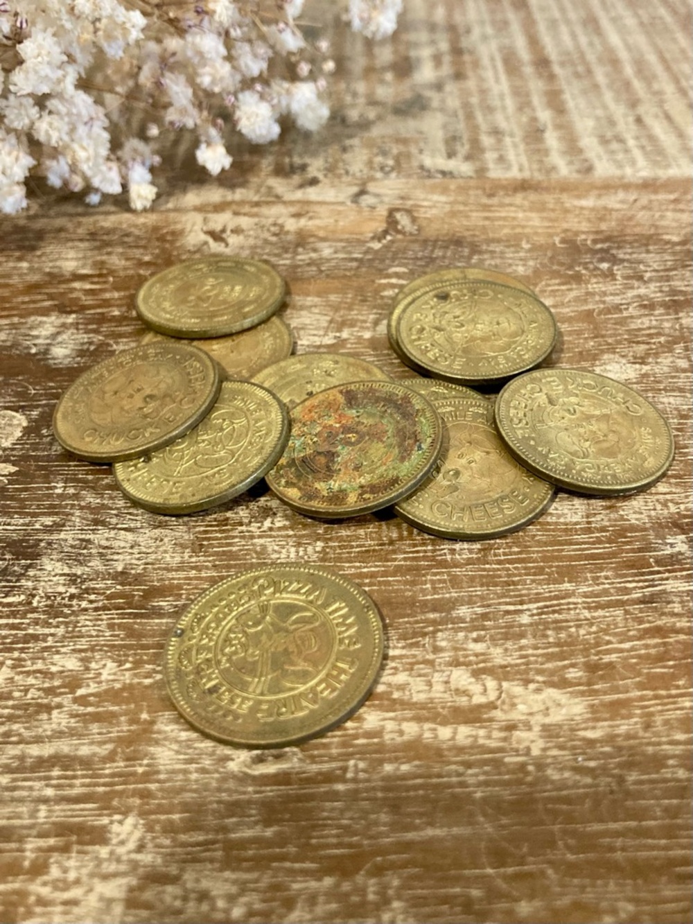 13 Vintage Chuck E. Cheese Coins 1982 and 1983